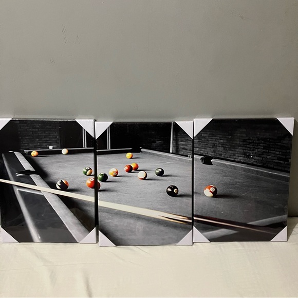 3 Piece Pool Table Canvas Art Set - Picture 1 of 4